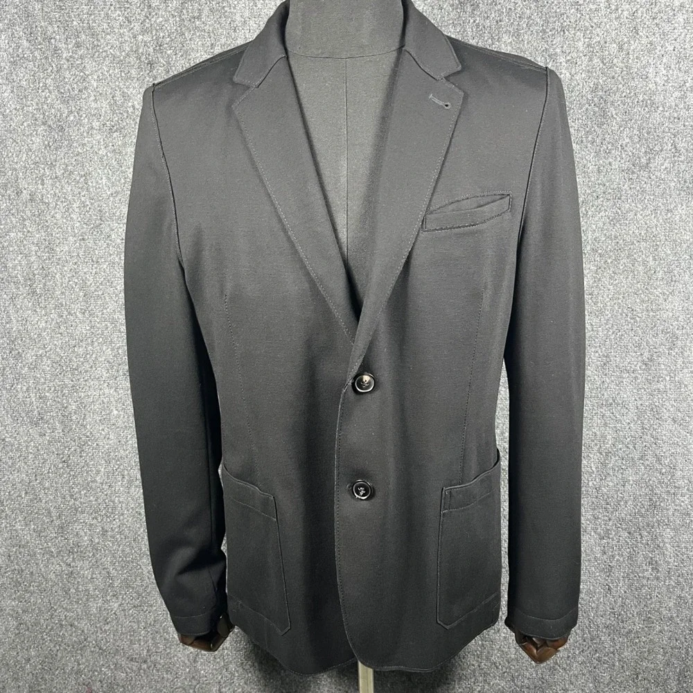 Hugo Boss Unstructured Blazer Mens 40R Black Viscose Blend Stretch Sport Coat